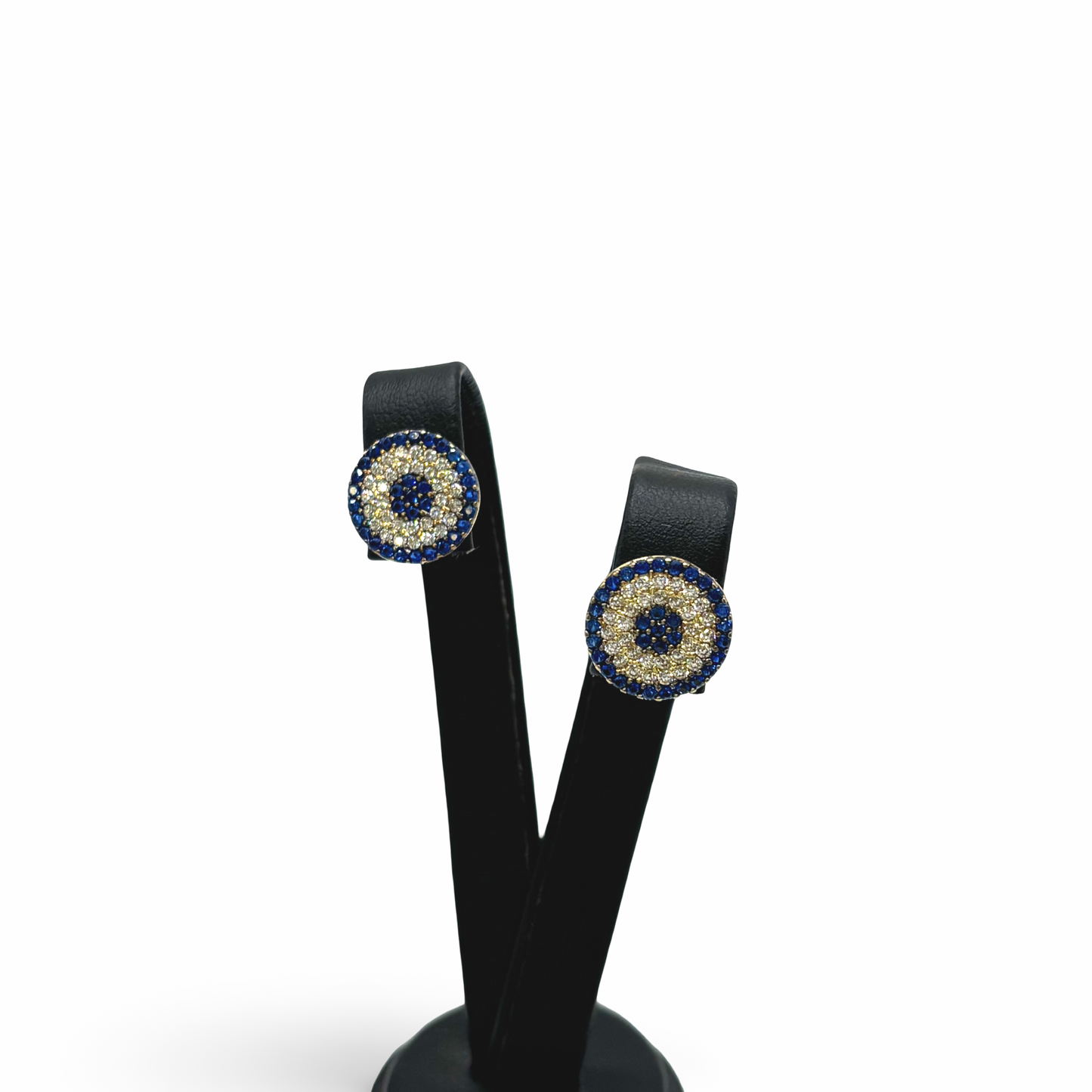 Ohrstecker rund Gelbgold 585 / 14kt Diamanten Saphire