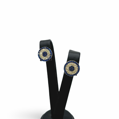 Ohrstecker rund Gelbgold 585 / 14kt Diamanten Saphire