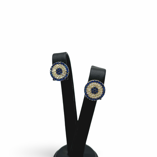 Ohrstecker rund Gelbgold 585 / 14kt Diamanten Saphire