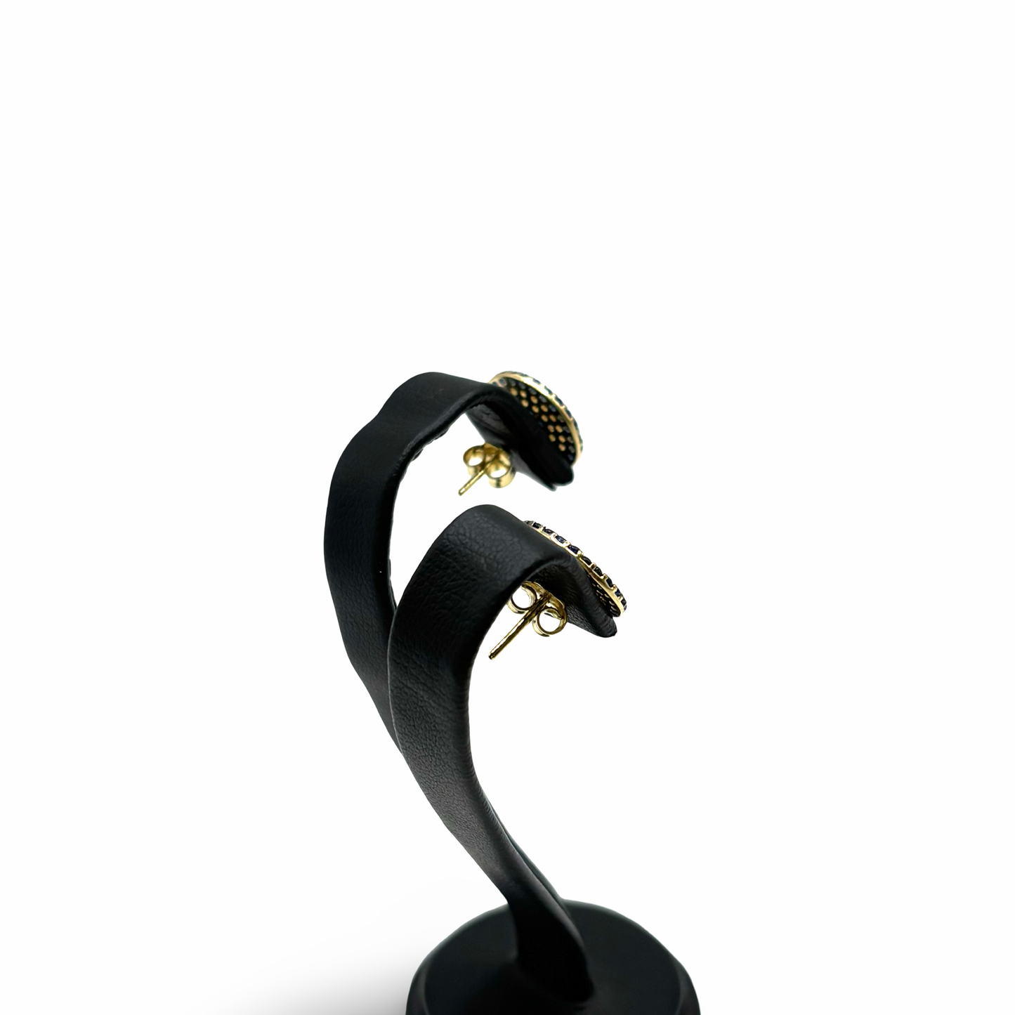 Ohrstecker rund Gelbgold 585 / 14kt Diamanten Saphire