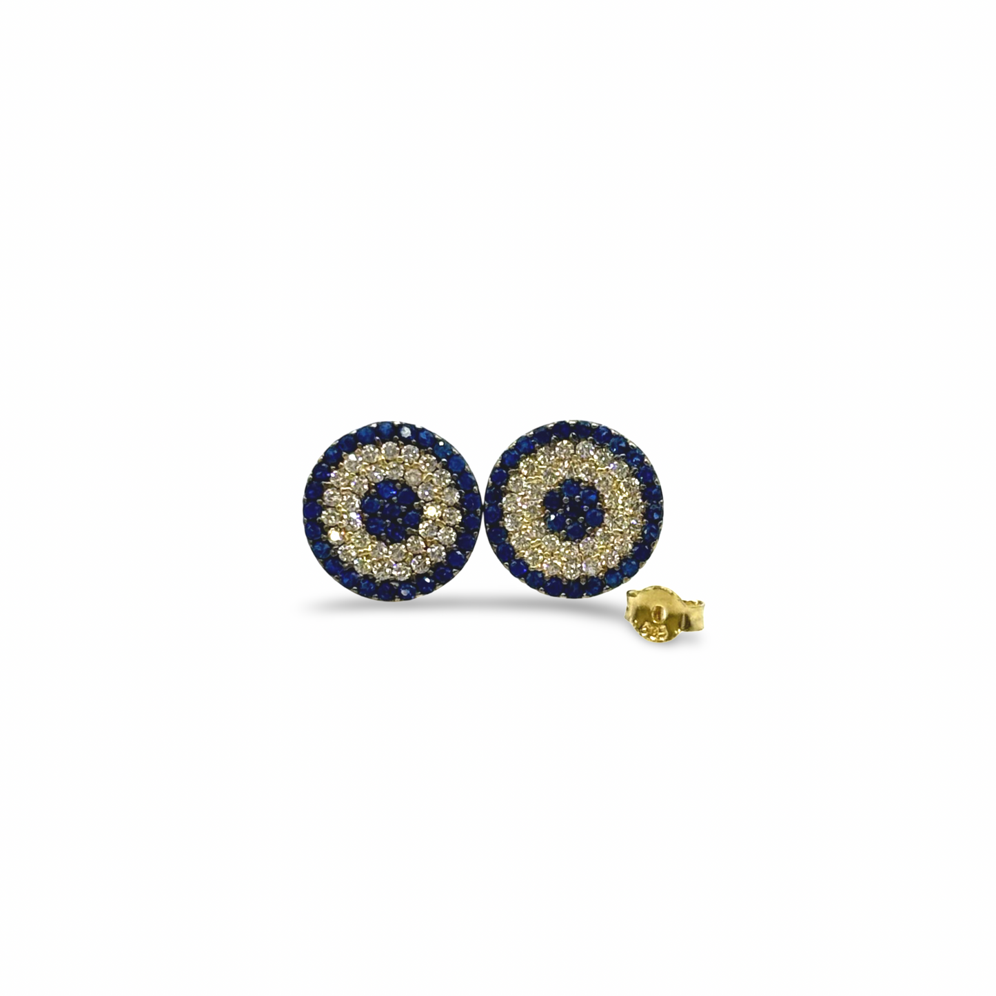 Ohrstecker rund Gelbgold 585 / 14kt Diamanten Saphire