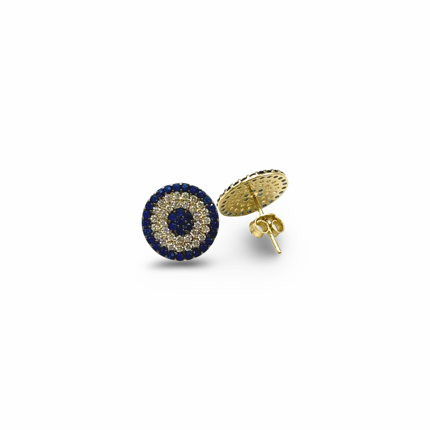 Ohrstecker rund Gelbgold 585 / 14kt Diamanten Saphire