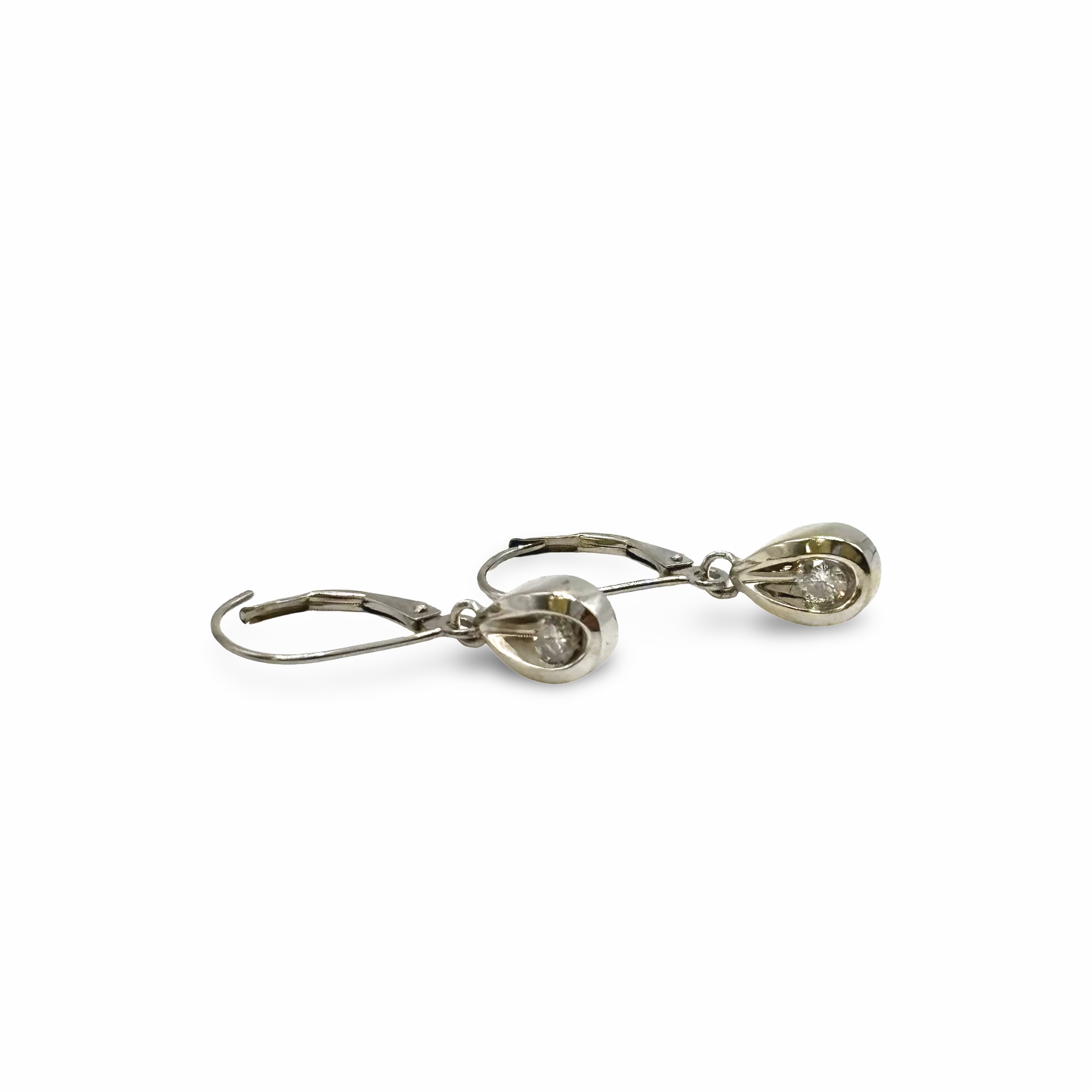 Ohrhänger Tropfen Weißgold 585 / 14kt Diamanten