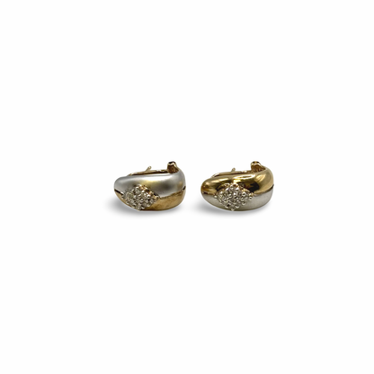 Ohrstecker Creolen Gelb/-Weißgold 585 / 14kt Diamanten
