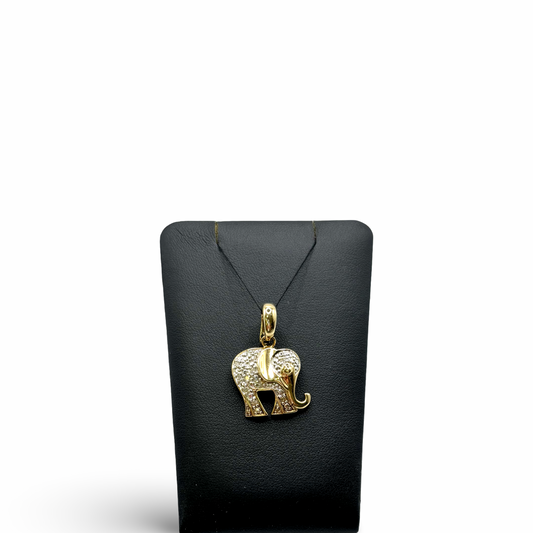 Anhänger Elefant Gelb/-Weißgold 585 / 14kt Diamanten