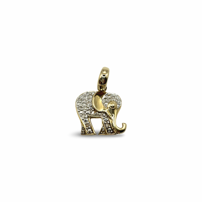 Anhänger Elefant Gelb/-Weißgold 585 / 14kt Diamanten