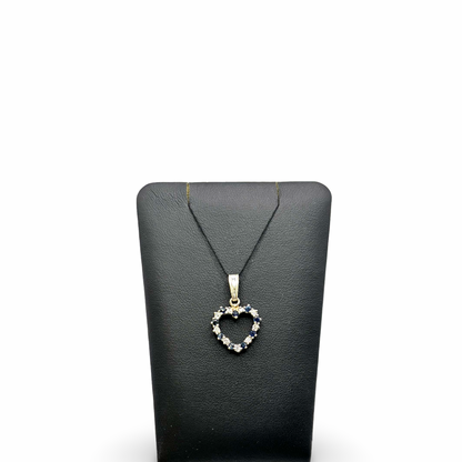 Anhänger Herz Gold 585 / 14kt Diamanten Saphire