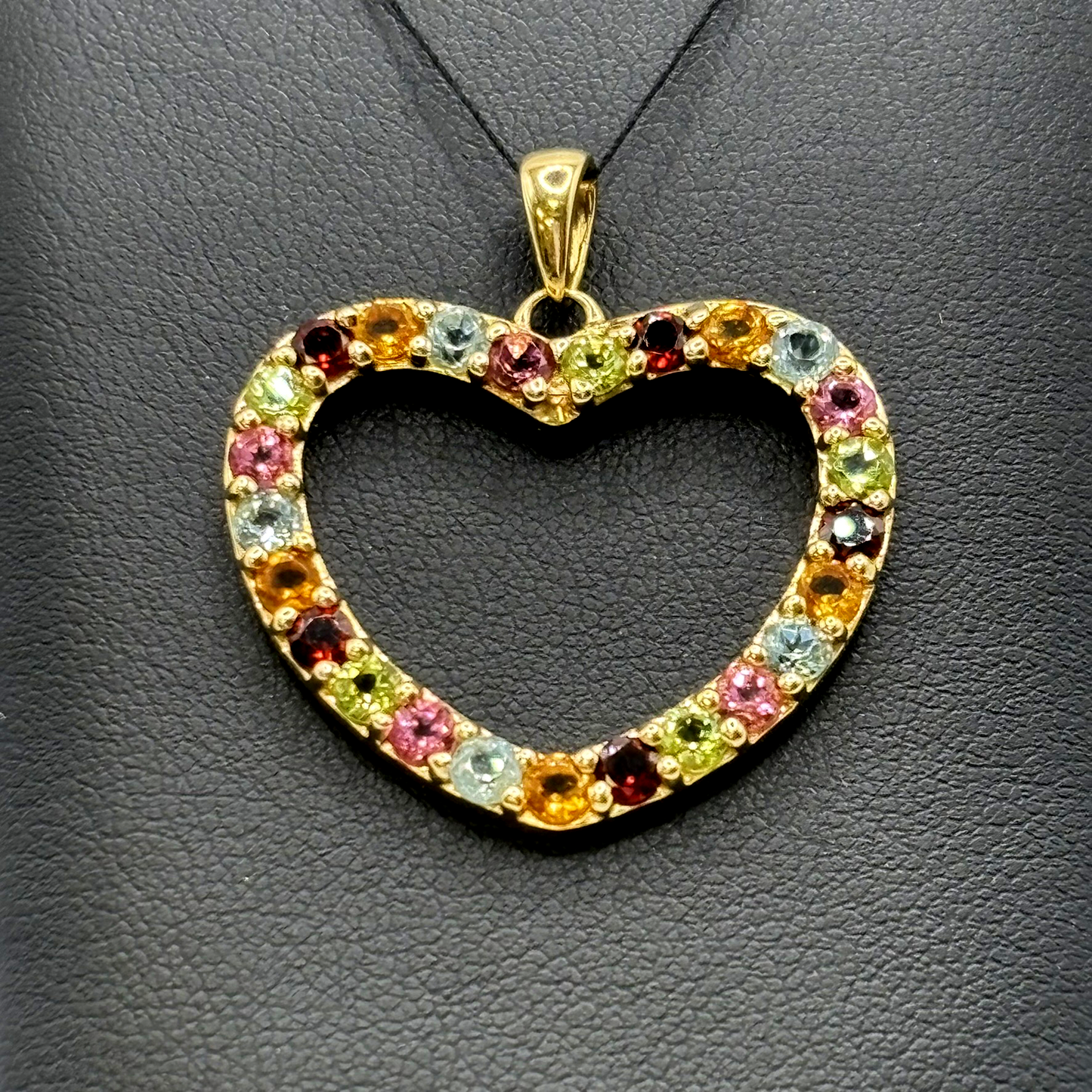 Anhänger Herz Gelbgold 585 / 14kt Buntsteinbesatz