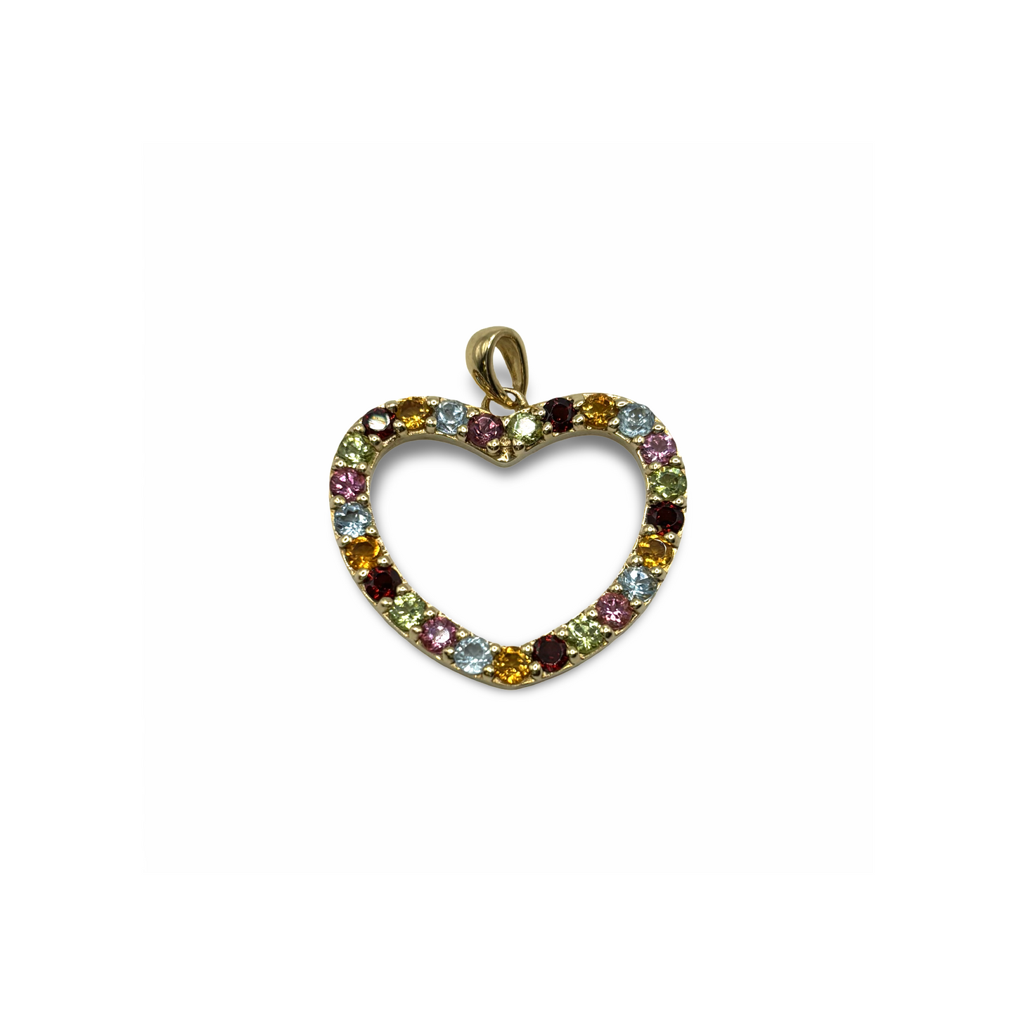 Anhänger Herz Gelbgold 585 / 14kt Buntsteinbesatz