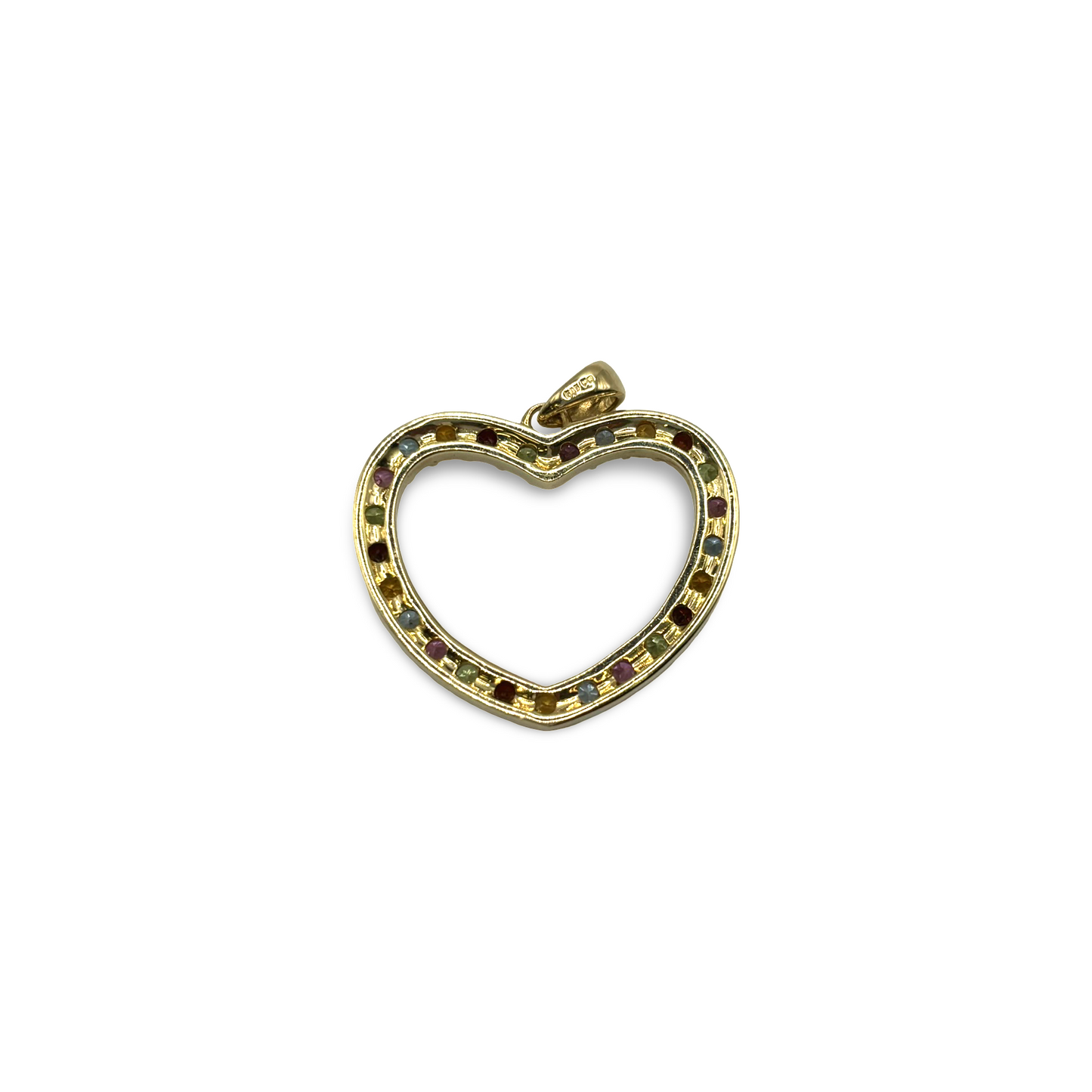Anhänger Herz Gelbgold 585 / 14kt Buntsteinbesatz