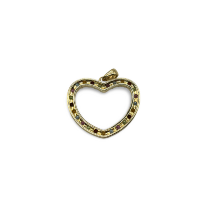 Anhänger Herz Gelbgold 585 / 14kt Buntsteinbesatz