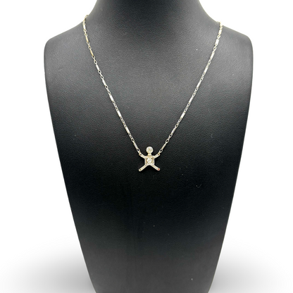 Kette mit Anhänger Männchen Weißgold 585 / 14kt Diamanten