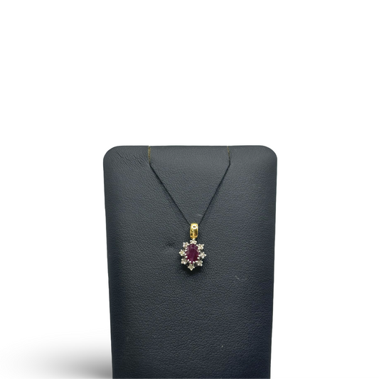 Anhänger Gelb/-Weißgold 750 / 18kt Diamanten Rubin
