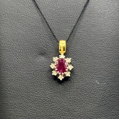 Anhänger Gelb/-Weißgold 750 / 18kt Diamanten Rubin