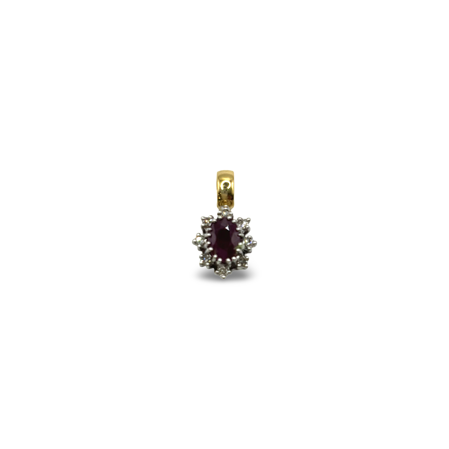 Anhänger Gelb/-Weißgold 750 / 18kt Diamanten Rubin