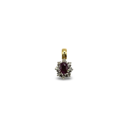 Anhänger Gelb/-Weißgold 750 / 18kt Diamanten Rubin