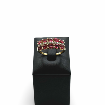 Ring Cocktail Gelbgold 585 / 14kt Diamanten und Spinelle