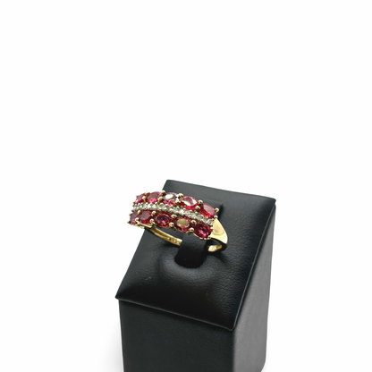 Ring Cocktail Gelbgold 585 / 14kt Diamanten und Spinelle