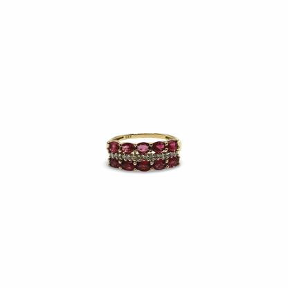 Ring Cocktail Gelbgold 585 / 14kt Diamanten und Spinelle