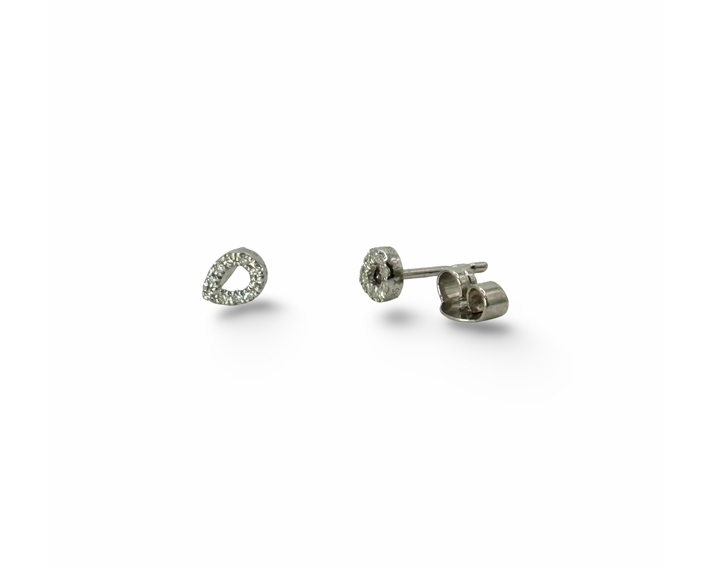 Ohrstecker, 585, 14 Karat, Weißgold, Diamanten, Brillanten, Tropfenform